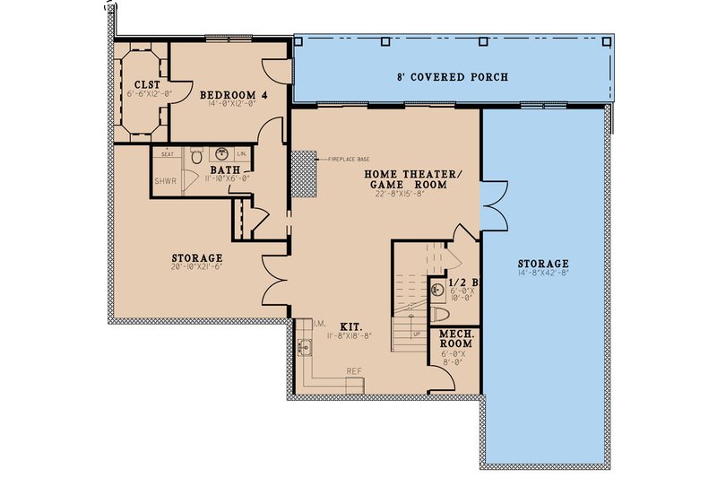 Home Plan - Floor Plan - Lower Floor for Craftsman House Plan #923-233 - 5 bed, 5.5 bath
