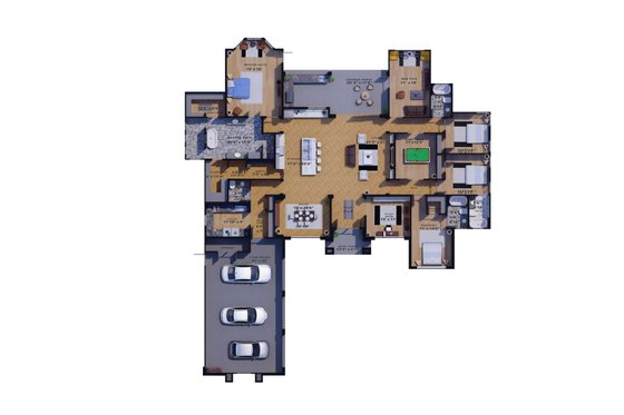 Floor Plan - Main Floor for Contemporary House Plan #1110-16 - 4 bed, 4.5 bath