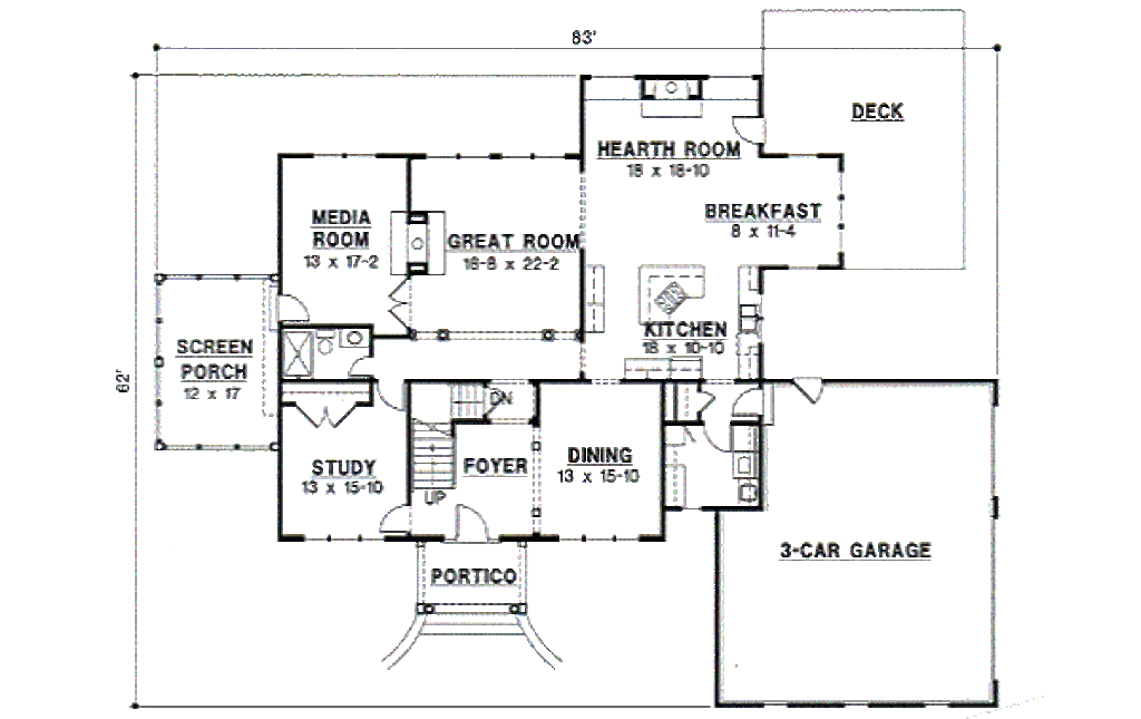 Mediterranean Style House Plan - 5 Beds 4 Baths 3523 Sq/Ft Plan #67-602 ...