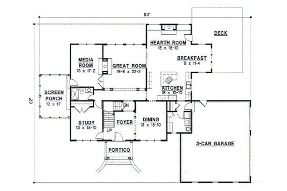 Floor Plan - Main Floor for Mediterranean House Plan #67-602 - 5 bed, 4 bath