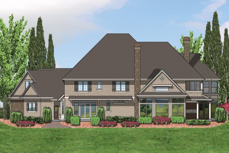 House Plan Design - Rear view - 6000 square foot European home
