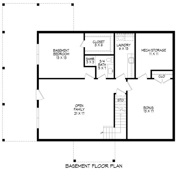 Southern Floor Plan - Lower Floor Plan #932-863