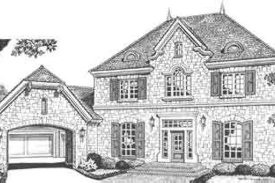 Exterior - Front Elevation 3 for European House Plan #310-344 - 4 bed, 3.5 bath