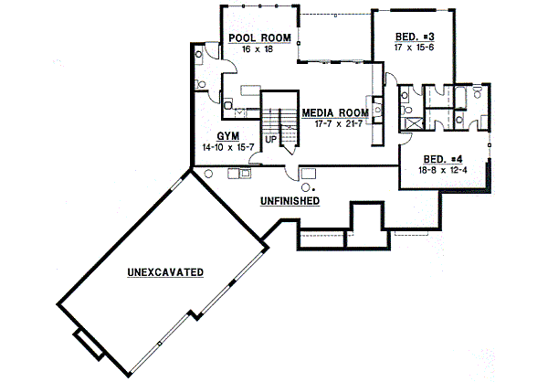 Traditional Floor Plan - Lower Floor Plan #67-387