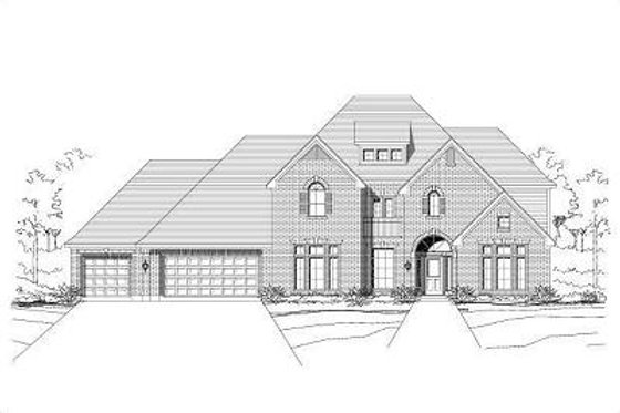 Exterior - Front Elevation for European House Plan #411-322 - 6 bed, 4 bath