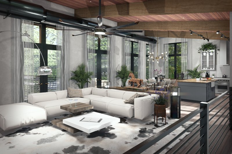 House Blueprint - Interior - Family Room for Contemporary House Plan #120-293 - 3 bed, 3 bath