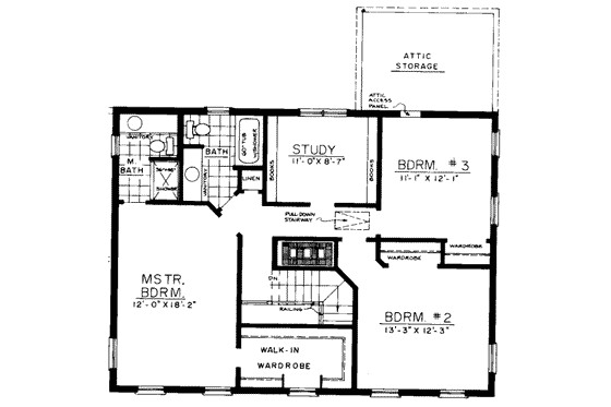 Floor Plan - Upper Floor for Colonial House Plan #303-121 - 4 bed, 2.5 bath
