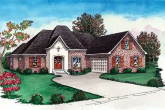 Exterior - Front Elevation for European House Plan #16-311 - 4 bed, 3 bath