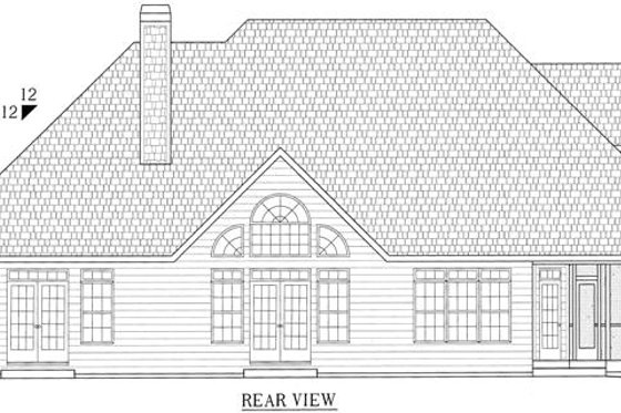 Exterior - Rear Elevation for Traditional House Plan #437-2 - 3 bed, 2.5 bath