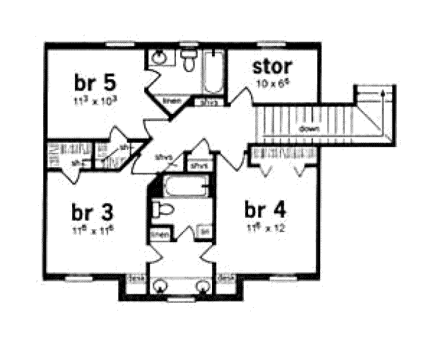 European Floor Plan - Upper Floor Plan #36-352
