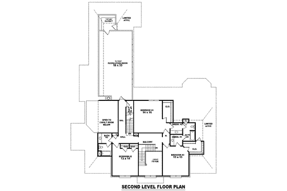 Floor Plan - Upper Floor for Colonial House Plan #81-1629 - 4 bed, 4 bath
