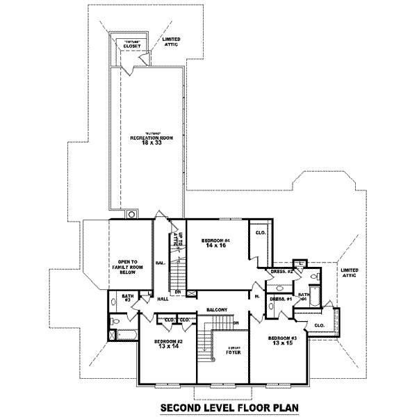 Colonial Floor Plan - Upper Floor Plan #81-1629