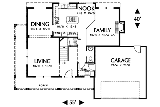 Floor Plan - Main Floor for Farmhouse House Plan #48-205 - 4 bed, 2.5 bath
