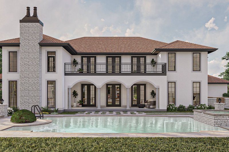 House Design - Exterior - Rear Elevation for Mediterranean House Plan #455-524 - 5 bed, 4.5 bath