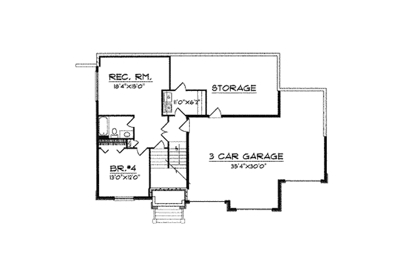 Home Plan - Floor Plan - Lower Floor for Craftsman House Plan #70-453 - 4 bed, 3 bath