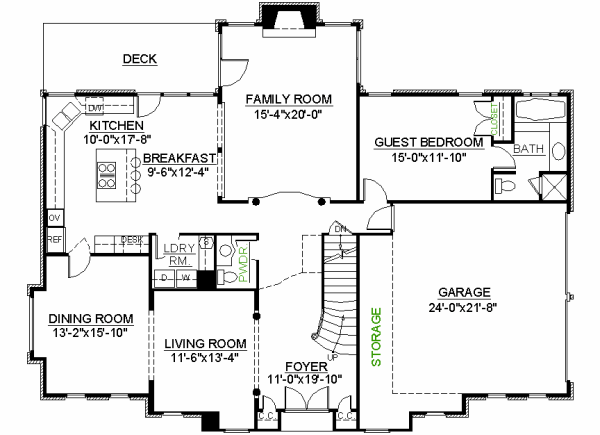 Architectural House Design - Colonial Floor Plan - Main Floor Plan #119-320