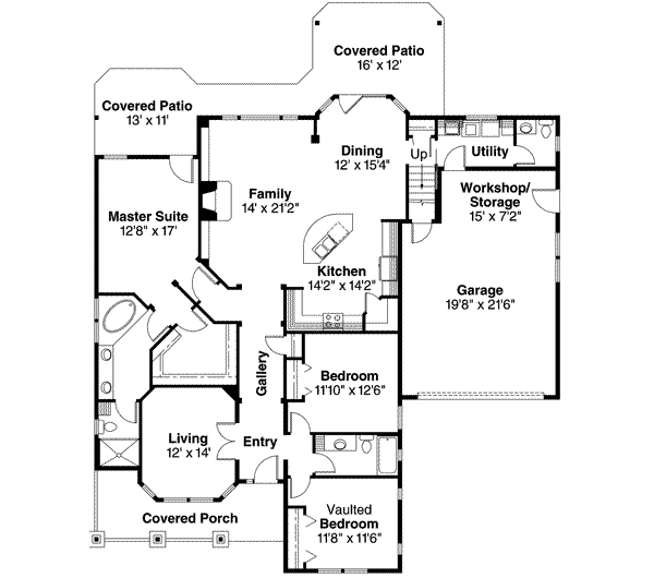 Craftsman Floor Plan - Main Floor Plan #124-453
