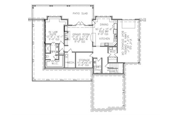 Floor Plan - Lower Floor for Farmhouse House Plan #54-394 - 3 bed, 2.5 bath
