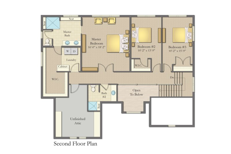 House Blueprint - Floor Plan - Upper Floor for Farmhouse House Plan #1057-35 - 3 bed, 2.5 bath