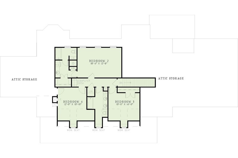 House Blueprint - Floor Plan - Upper Floor for Farmhouse House Plan #17-297 - 4 bed, 3.5 bath