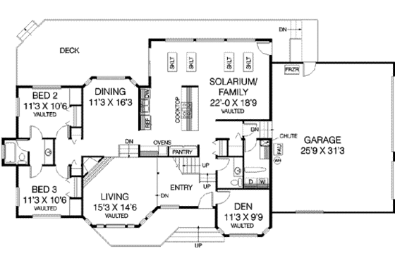 Floor Plan - Main Floor for Traditional House Plan #60-308 - 4 bed, 2.5 bath
