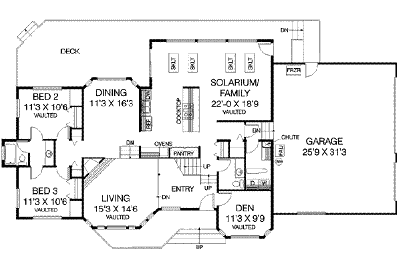 Home Plan - Floor Plan - Main Floor for Traditional House Plan #60-308 - 4 bed, 2.5 bath