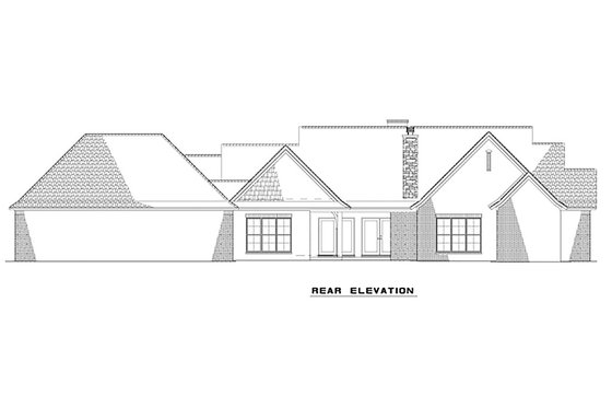 Exterior - Rear Elevation for European House Plan #17-2552 - 3 bed, 2 bath