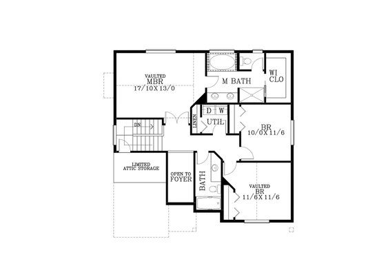 Floor Plan - Upper Floor for Craftsman House Plan #53-507 - 4 bed, 2.5 bath