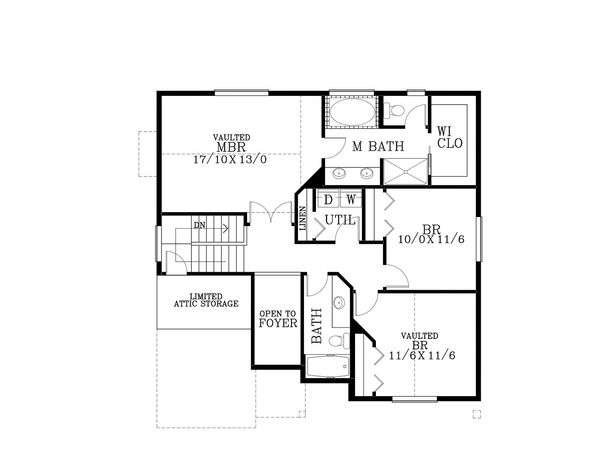 Craftsman Floor Plan - Upper Floor Plan #53-507