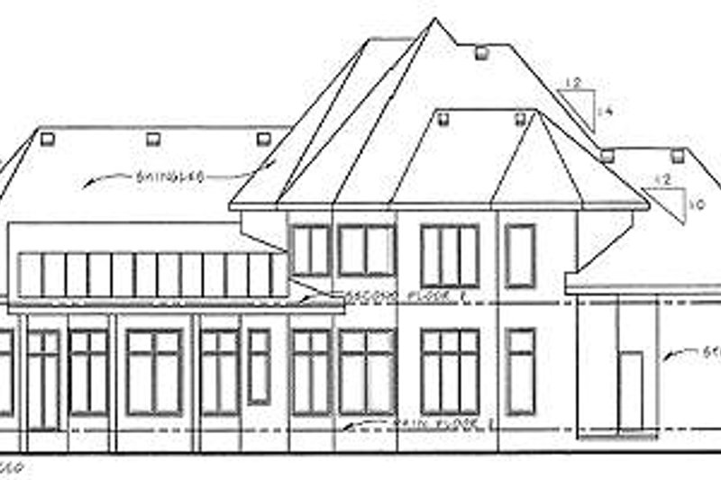 Home Plan - Exterior - Rear Elevation for European House Plan #20-1706 - 4 bed, 4 bath