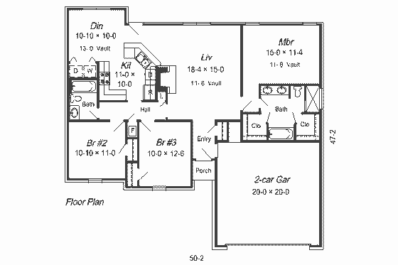 Floor Plan - Main Floor for Traditional House Plan #329-176 - 3 bed, 2 bath