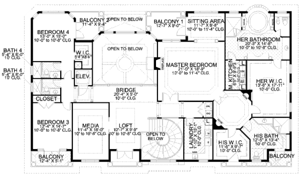 Mediterranean Floor Plan - Upper Floor Plan #420-183