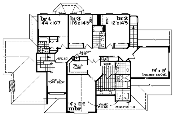 Floor Plan - Upper Floor for Traditional House Plan #47-607 - 4 bed, 4 bath