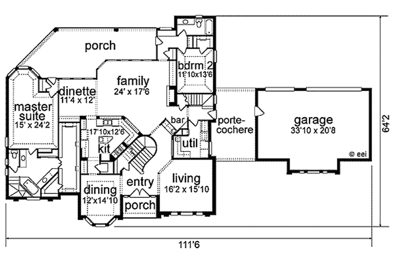 Home Plan - Floor Plan - Main Floor for European House Plan #84-190 - 5 bed, 4 bath