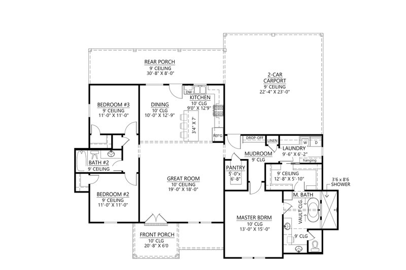 House Plan Design - Floor Plan - Main Floor for Farmhouse House Plan #1074-135 - 3 bed, 2 bath