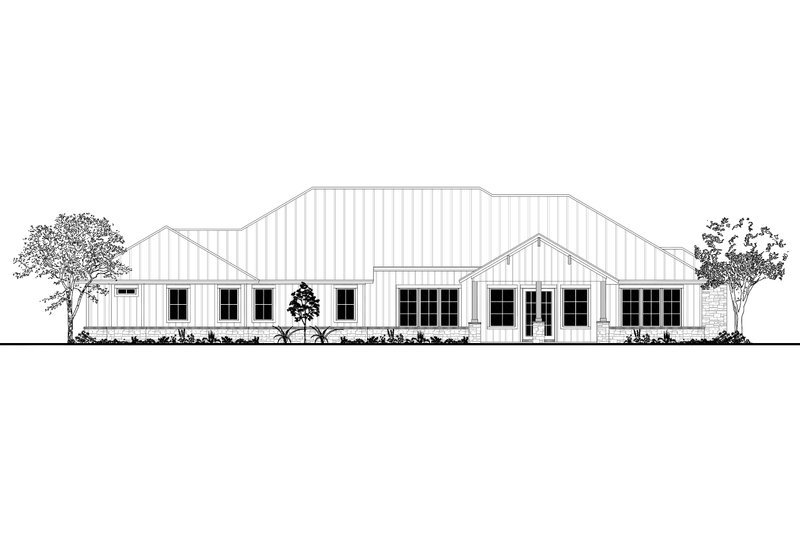 Dream House Plan - Exterior - Rear Elevation for Ranch House Plan #430-190 - 4 bed, 3.5 bath