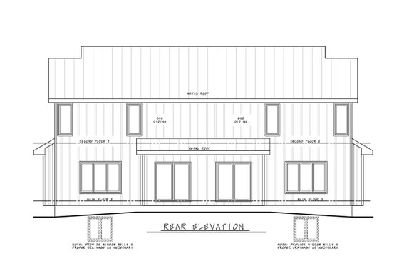 Exterior - Rear Elevation for Modern House Plan #20-2542 - 3 bed, 2.5 bath