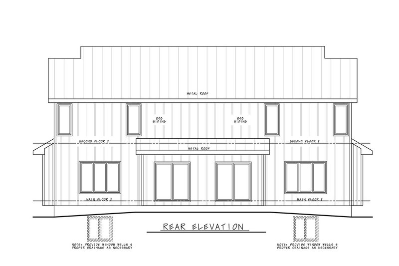 Architectural House Design - Exterior - Rear Elevation for Modern House Plan #20-2542 - 3 bed, 2.5 bath