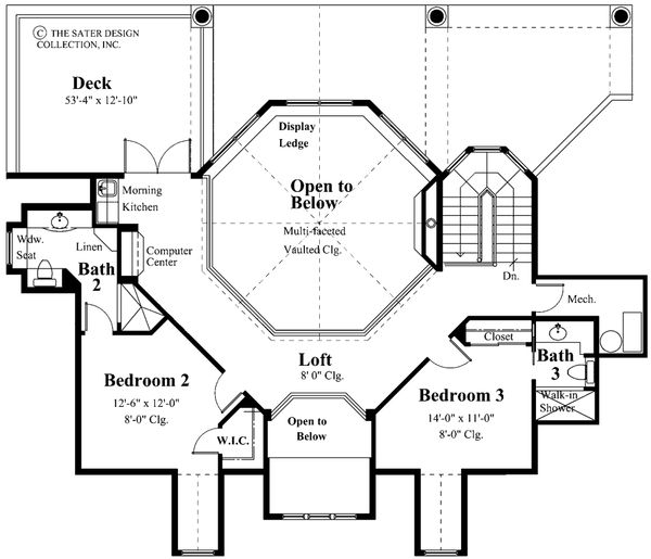 Southern Floor Plan - Upper Floor Plan #930-18