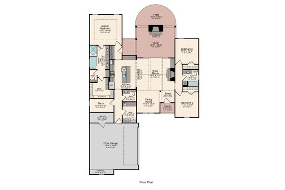 Floor Plan - Main Floor for Traditional House Plan #1081-13 - 3 bed, 2.5 bath