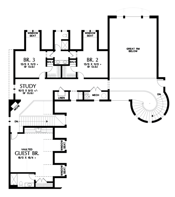 European Floor Plan - Upper Floor Plan #48-689
