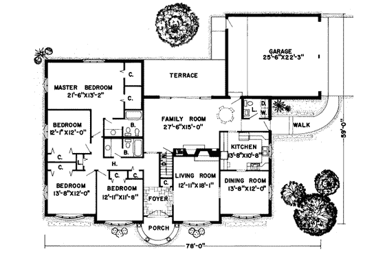 Floor Plan - Main Floor for Traditional House Plan #312-478 - 4 bed, 2.5 bath