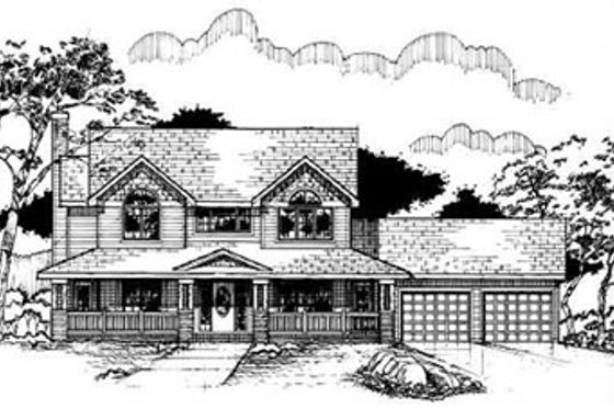 Exterior - Front Elevation for Country House Plan #50-218 - 3 bed, 2.5 bath