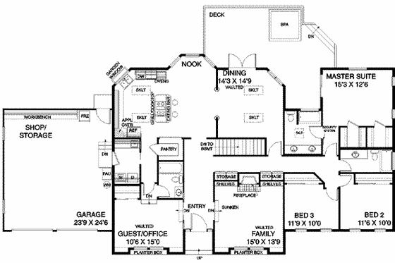 Floor Plan - Main Floor for Traditional House Plan #60-256 - 4 bed, 3 bath