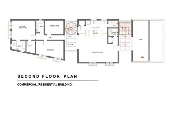 Floor Plan - Upper Floor for Modern House Plan #535-1 - 3 bed, 4.5 bath