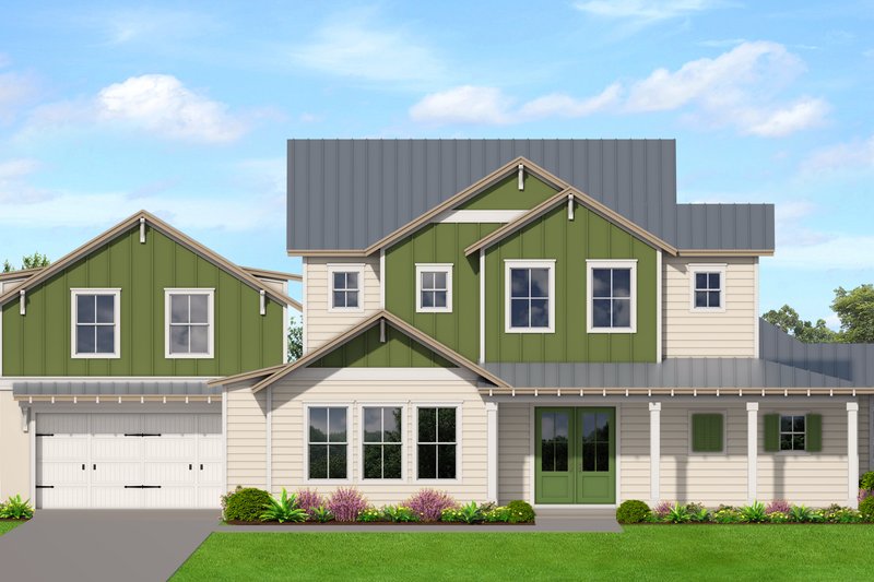 House Blueprint - Craftsman Exterior - Front Elevation Plan #1058-234