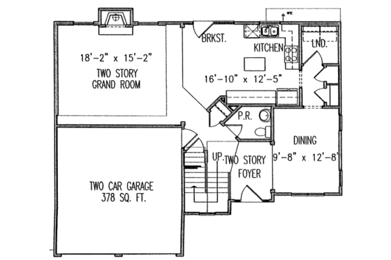 Floor Plan - Main Floor for Traditional House Plan #54-144 - 3 bed, 2.5 bath