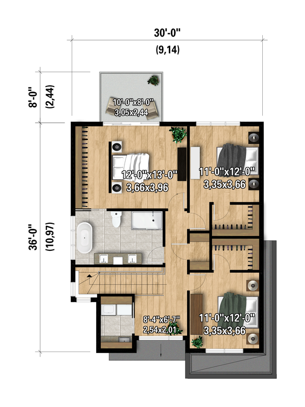 House Blueprint - European Floor Plan - Upper Floor Plan #25-5005