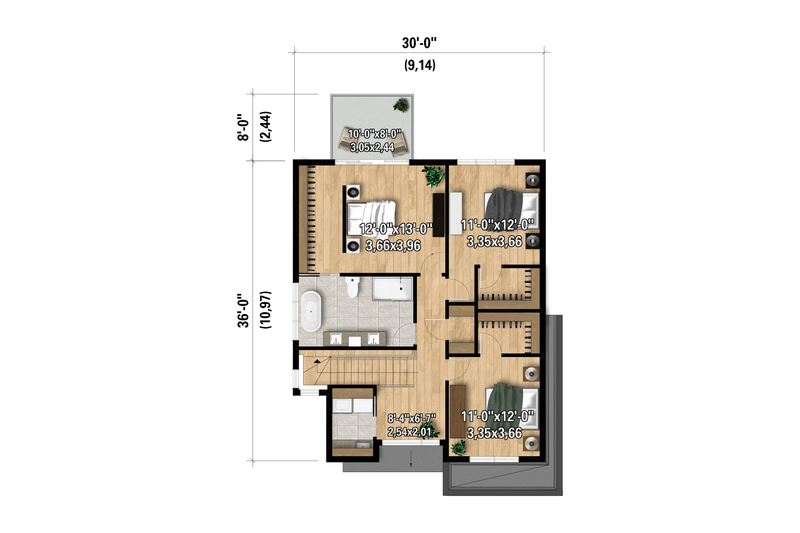 Dream House Plan - Floor Plan - Upper Floor for European House Plan #25-5005 - 3 bed, 1.5 bath