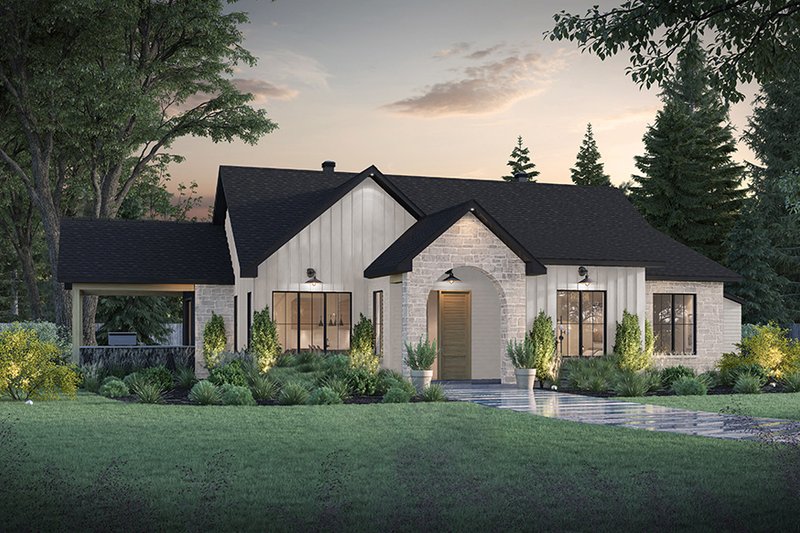 Home Plan - Exterior - Front Elevation 3 for European House Plan #23-2845 - 3 bed, 2 bath